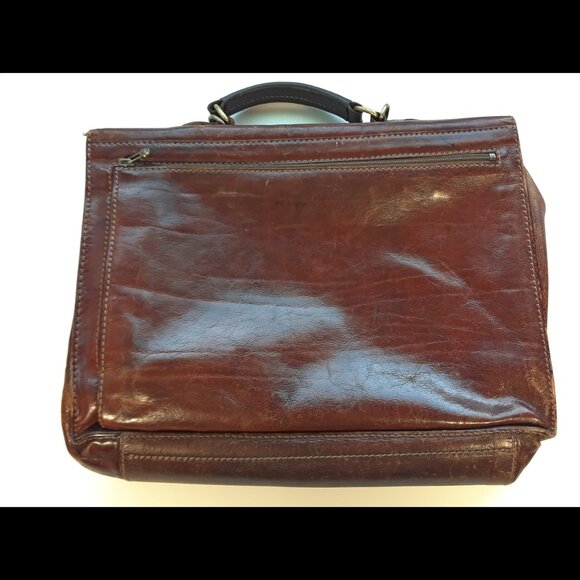 The Bridge Vintage Brown Briefcase Document Bag Real Leather Italy Attaché - Picture 10 of 13